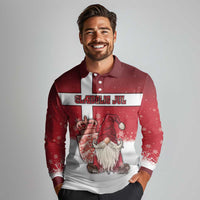 Denmark Christmas Long Sleeve Polo Shirt Nisse Glaedelig Jul - Wonder Print Shop
