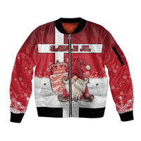Denmark Christmas Sleeve Zip Bomber Jacket Nisse Glaedelig Jul - Wonder Print Shop