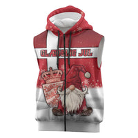 Denmark Christmas Sleeveless Zip Hoodie Nisse Glaedelig Jul - Wonder Print Shop