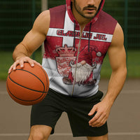 Denmark Christmas Sleeveless Zip Hoodie Nisse Glaedelig Jul - Wonder Print Shop