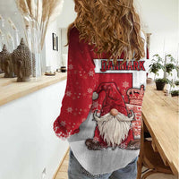 Denmark Christmas Women Casual Shirt Nisse Glaedelig Jul - Wonder Print Shop
