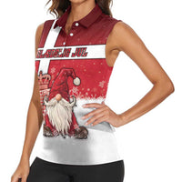 Denmark Christmas Women Sleeveless Polo Shirt Nisse Glaedelig Jul - Wonder Print Shop