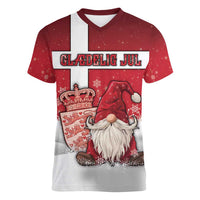 Denmark Christmas Women V-Neck T-Shirt Nisse Glaedelig Jul - Wonder Print Shop