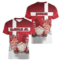 Denmark Christmas Women V-Neck T-Shirt Nisse Glaedelig Jul - Wonder Print Shop