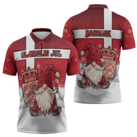 Denmark Christmas Zipper Polo Shirt Nisse Glaedelig Jul - Wonder Print Shop