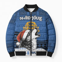 Personalized Estonia Christmas Bomber Puffer Jacket Haid Joule - Wonder Print Shop