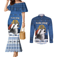 Personalized Estonia Christmas Couples Matching Mermaid Dress and Long Sleeve Button Shirt Haid Joule - Wonder Print Shop