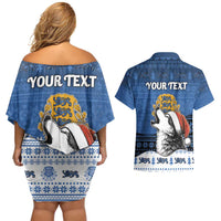 Personalized Estonia Christmas Couples Matching Off Shoulder Short Dress and Hawaiian Shirt Haid Joule - Wonder Print Shop