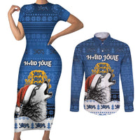 Personalized Estonia Christmas Couples Matching Short Sleeve Bodycon Dress and Long Sleeve Button Shirt Haid Joule - Wonder Print Shop