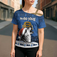 Personalized Estonia Christmas Cross Shoulder Shirt Haid Joule - Wonder Print Shop