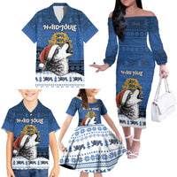 Personalized Estonia Christmas Family Matching Off The Shoulder Long Sleeve Dress and Hawaiian Shirt Haid Joule - Wonder Print Shop