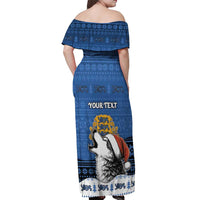 Personalized Estonia Christmas Off Shoulder Maxi Dress Haid Joule - Wonder Print Shop