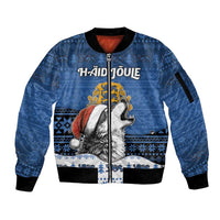 Personalized Estonia Christmas Sleeve Zip Bomber Jacket Haid Joule - Wonder Print Shop