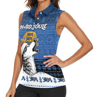 Personalized Estonia Christmas Women Sleeveless Polo Shirt Haid Joule - Wonder Print Shop