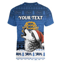 Personalized Estonia Christmas Women V-Neck T-Shirt Haid Joule - Wonder Print Shop