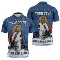 Personalized Estonia Christmas Zipper Polo Shirt Haid Joule - Wonder Print Shop