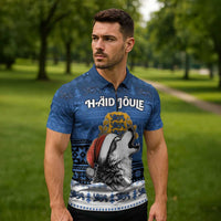 Personalized Estonia Christmas Zipper Polo Shirt Haid Joule - Wonder Print Shop
