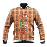 Panda Christmas Baseball Jacket Ho Ho Ho Caramel Pattern - Wonder Print Shop