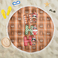Panda Christmas Beach Blanket Ho Ho Ho Caramel Pattern - Wonder Print Shop