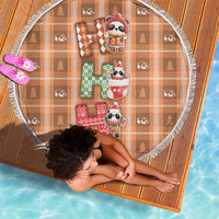 Panda Christmas Beach Blanket Ho Ho Ho Caramel Pattern - Wonder Print Shop