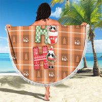 Panda Christmas Beach Blanket Ho Ho Ho Caramel Pattern - Wonder Print Shop