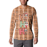 Panda Christmas Button Sweatshirt Ho Ho Ho Caramel Pattern - Wonder Print Shop