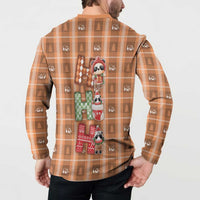 Panda Christmas Button Sweatshirt Ho Ho Ho Caramel Pattern - Wonder Print Shop