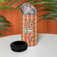 Panda Christmas 4 in 1 Can Cooler Tumbler Ho Ho Ho Caramel Pattern - Wonder Print Shop