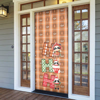 Panda Christmas Door Cover Ho Ho Ho Caramel Pattern - Wonder Print Shop