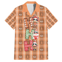 Panda Christmas Family Matching Short Sleeve Bodycon Dress and Hawaiian Shirt Ho Ho Ho Caramel Pattern - Wonder Print Shop