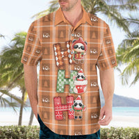 Panda Christmas Hawaiian Shirt Ho Ho Ho Caramel Pattern - Wonder Print Shop