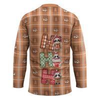 Panda Christmas Hockey Jersey Ho Ho Ho Caramel Pattern - Wonder Print Shop