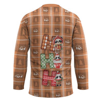 Panda Christmas Hockey Jersey Ho Ho Ho Caramel Pattern - Wonder Print Shop