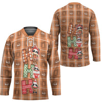 Panda Christmas Hockey Jersey Ho Ho Ho Caramel Pattern - Wonder Print Shop