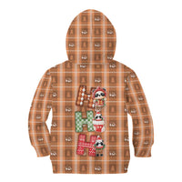 Panda Christmas Kid Hoodie Ho Ho Ho Caramel Pattern - Wonder Print Shop