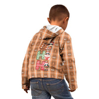 Panda Christmas Kid Hoodie Ho Ho Ho Caramel Pattern - Wonder Print Shop