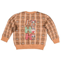 Panda Christmas Kid Ugly Christmas Sweater Ho Ho Ho Caramel Pattern - Wonder Print Shop