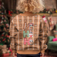 Panda Christmas Kid Ugly Christmas Sweater Ho Ho Ho Caramel Pattern - Wonder Print Shop