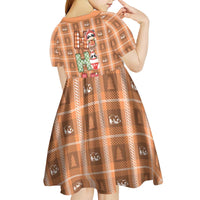 Panda Christmas Kid Short Sleeve Dress Ho Ho Ho Caramel Pattern - Wonder Print Shop