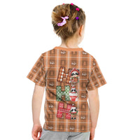 Panda Christmas Kid T Shirt Ho Ho Ho Caramel Pattern - Wonder Print Shop