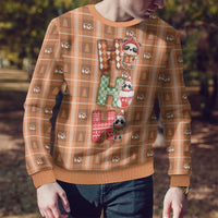 Panda Christmas Ugly Christmas Sweater Ho Ho Ho Caramel Pattern - Wonder Print Shop