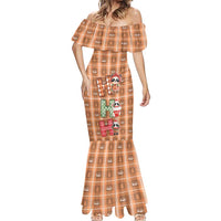 Panda Christmas Mermaid Dress Ho Ho Ho Caramel Pattern - Wonder Print Shop