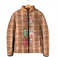 Panda Christmas Padded Jacket Ho Ho Ho Caramel Pattern - Wonder Print Shop