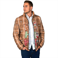 Panda Christmas Padded Jacket Ho Ho Ho Caramel Pattern - Wonder Print Shop