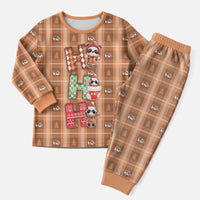 Panda Christmas Pajama Set Ho Ho Ho Caramel Pattern - Wonder Print Shop