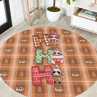 Panda Christmas Round Carpet Ho Ho Ho Caramel Pattern - Wonder Print Shop