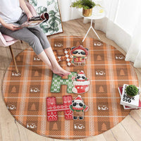 Panda Christmas Round Carpet Ho Ho Ho Caramel Pattern - Wonder Print Shop
