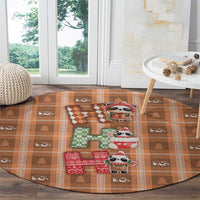 Panda Christmas Round Carpet Ho Ho Ho Caramel Pattern - Wonder Print Shop