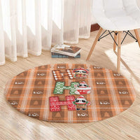 Panda Christmas Round Carpet Ho Ho Ho Caramel Pattern - Wonder Print Shop