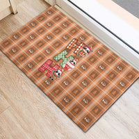 Panda Christmas Rubber Doormat Ho Ho Ho Caramel Pattern - Wonder Print Shop